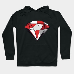 Geometric Diamond Design in Red and White No. 643 Hoodie